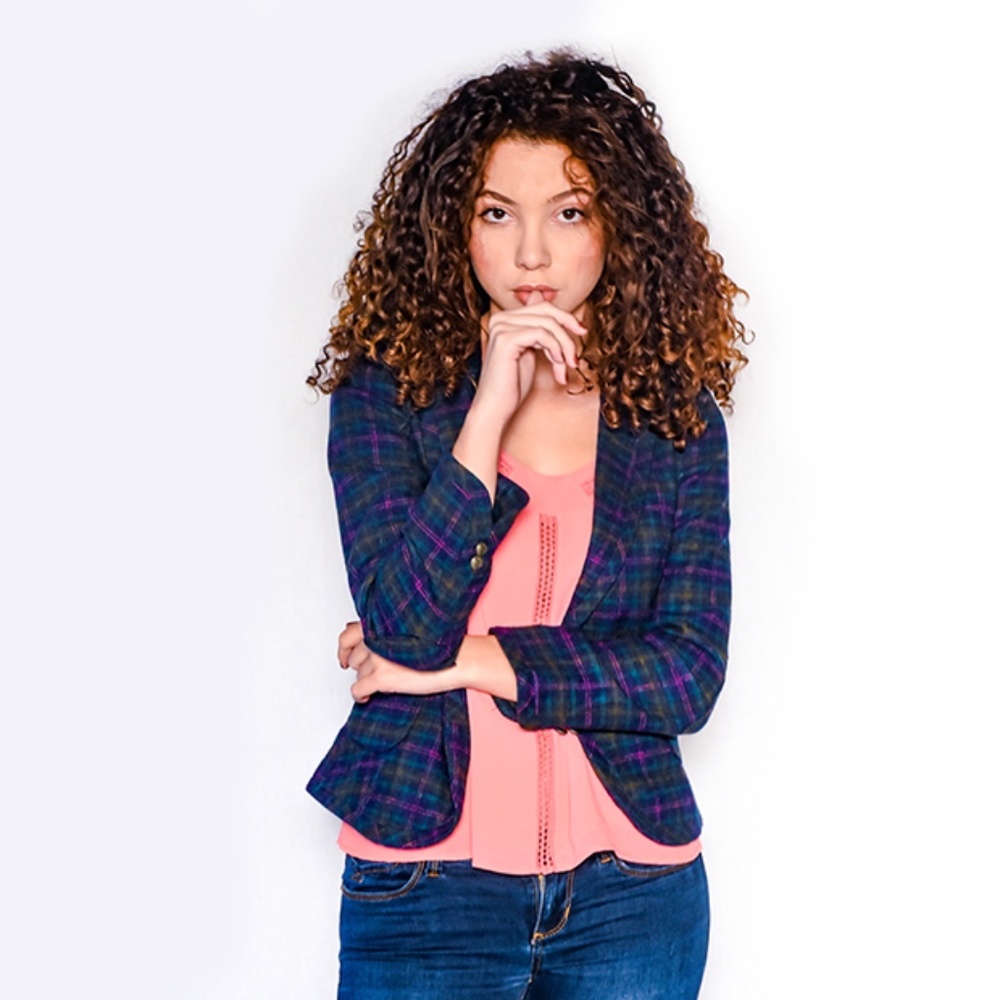 •||NEW||• LONG SLEEVE TARTAN ELBOW-PATCH JACKET